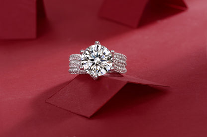 Moiselle Grand Moissanite Solitaire Ring – 2CT Round Cut, 925 Sterling Silver – Statement Engagement Ring