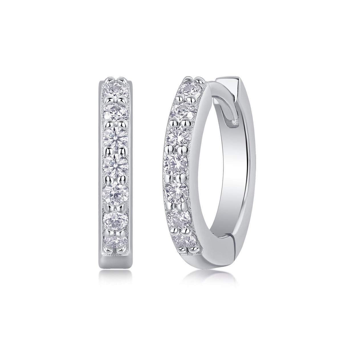 Moiselle Glow Pavé Moissanite Hoop Earrings – 925 Sterling Silver – Glam Evening Jewelry