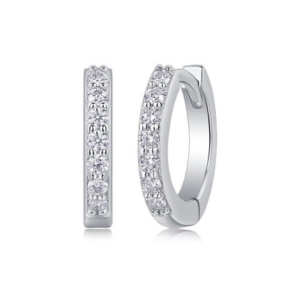 Moiselle Glow Pavé Moissanite Hoop Earrings – 925 Sterling Silver – Glam Evening Jewelry