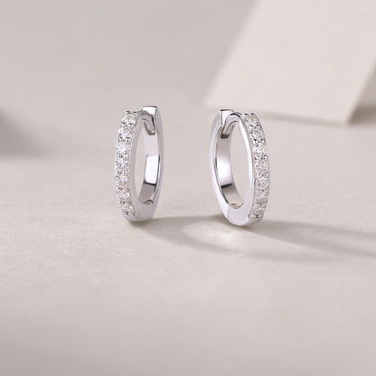 Moiselle Glow Pavé Moissanite Hoop Earrings – 925 Sterling Silver – Glam Evening Jewelry