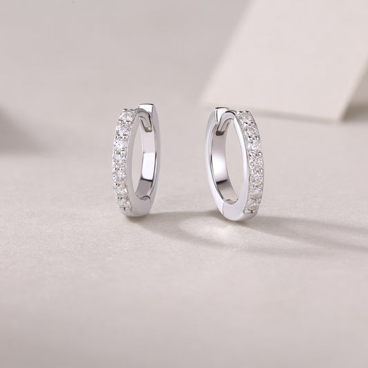 Moiselle Glow Pavé Moissanite Hoop Earrings – 925 Sterling Silver – Glam Evening Jewelry