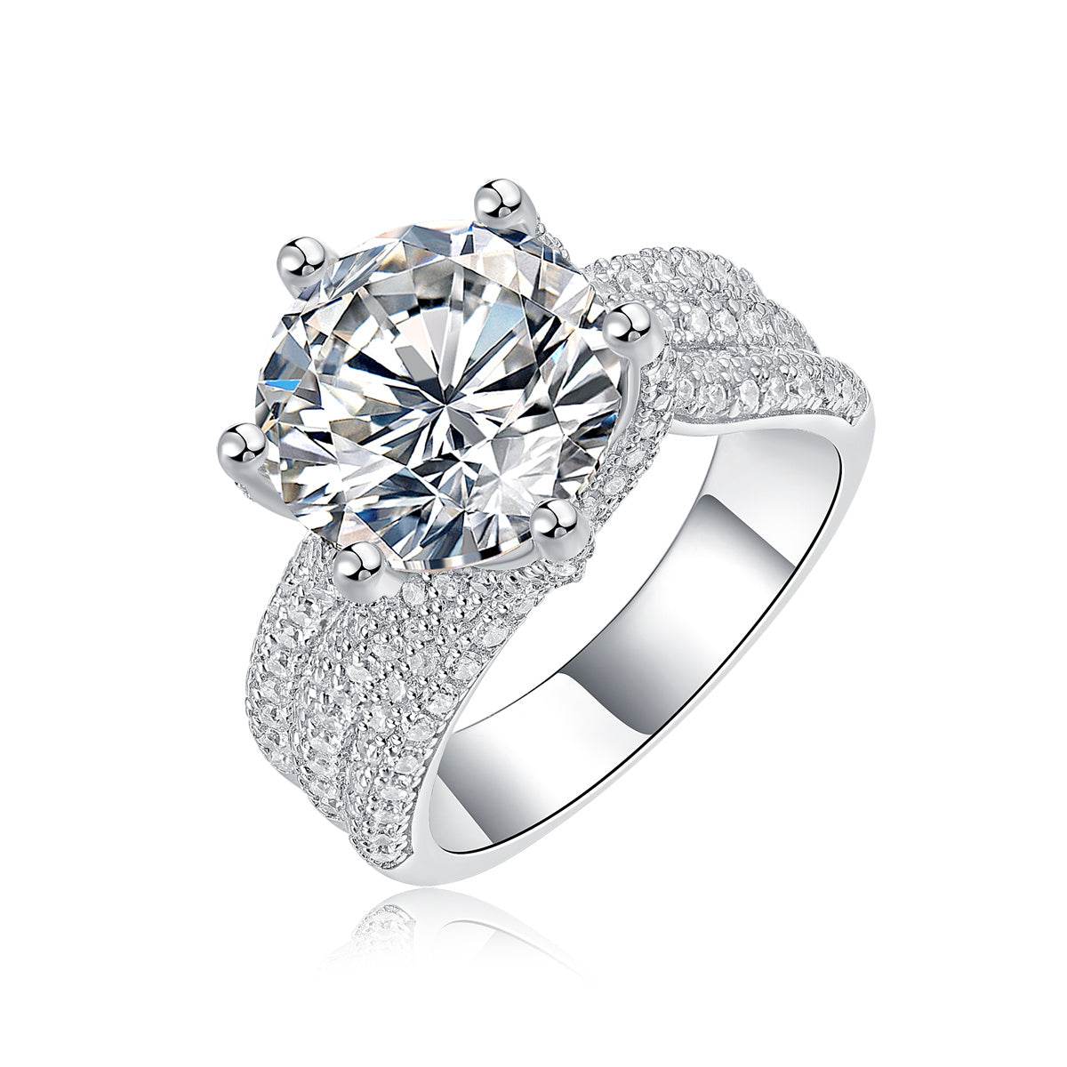Moiselle Grand Moissanite Solitaire Ring – 2CT Round Cut, 925 Sterling Silver – Statement Engagement Ring