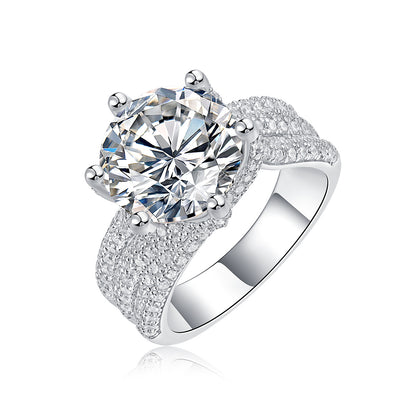 Moiselle Grand Moissanite Solitaire Ring – 2CT Round Cut, 925 Sterling Silver – Statement Engagement Ring