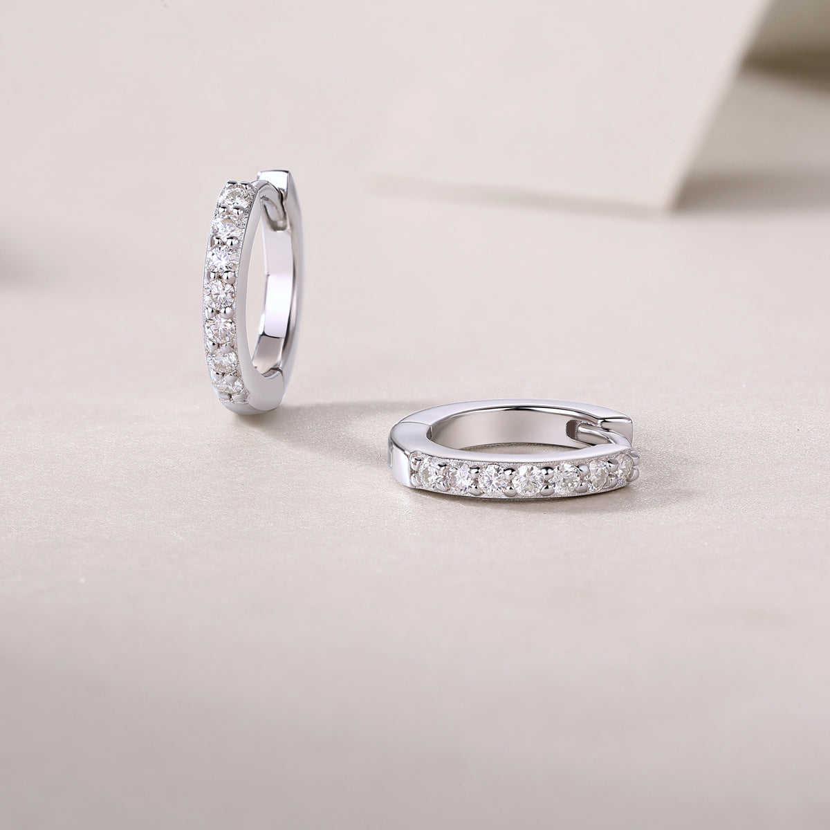 Moiselle Glow Pavé Moissanite Hoop Earrings – 925 Sterling Silver – Glam Evening Jewelry