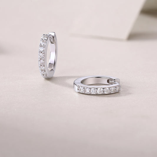 Moiselle Glow Pavé Moissanite Hoop Earrings – 925 Sterling Silver – Glam Evening Jewelry