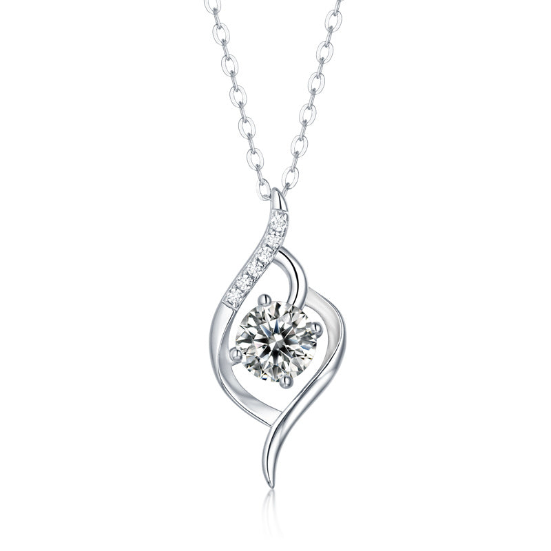 Moiselle Celeste Twisted Moissanite Pendant Necklace – 1 CT, 925 Sterling Silver – Elegant Everyday Wear