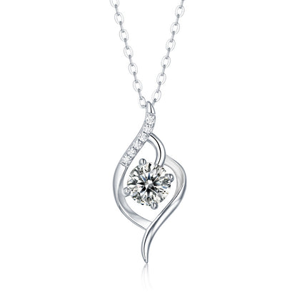 Moiselle Celeste Twisted Moissanite Pendant Necklace – 1 CT, 925 Sterling Silver – Elegant Everyday Wear