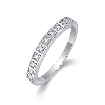 Moiselle Radiance Half‑Pavé Moissanite Ring – 2 CT Total, 925 Sterling Silver – Stackable Everyday Band