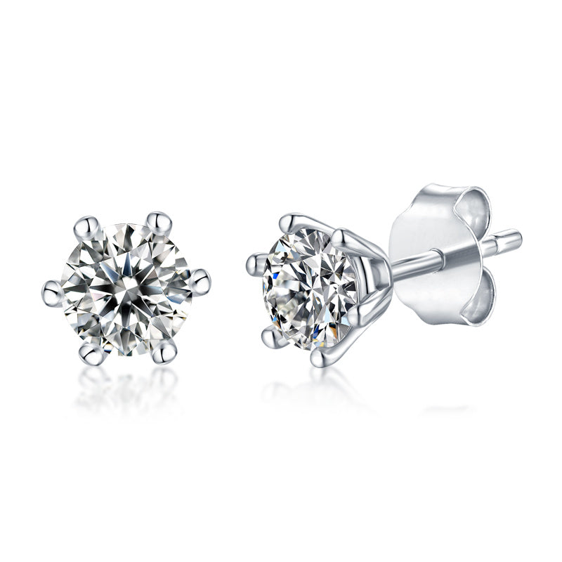 Moiselle Moissanite Stud Earrings – Round Cut – 925 Sterling Silver – Everyday Sparkle