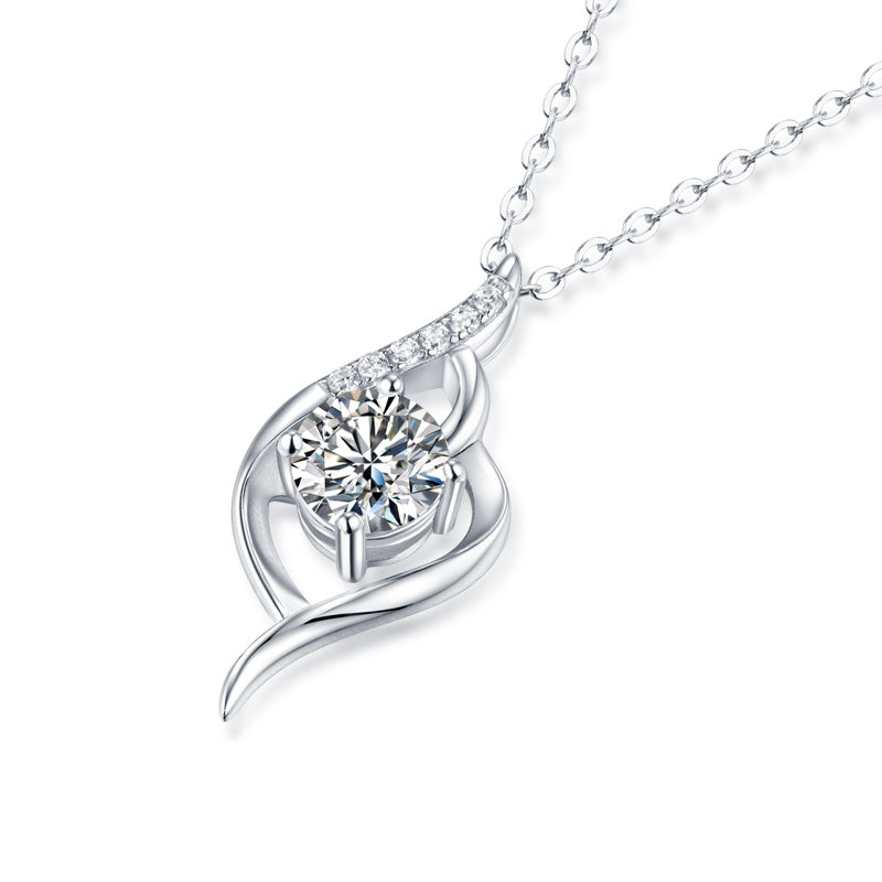 Moiselle Celeste Twisted Moissanite Pendant Necklace – 1 CT, 925 Sterling Silver – Elegant Everyday Wear