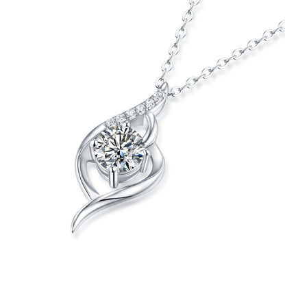 Moiselle Celeste Twisted Moissanite Pendant Necklace – 1 CT, 925 Sterling Silver – Elegant Everyday Wear