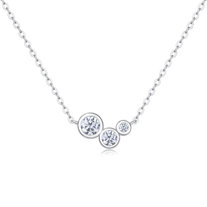 Moiselle Trinity Moissanite Necklace – Triple Stone Pendant, 925 Sterling Silver – Symbolic Love Gift