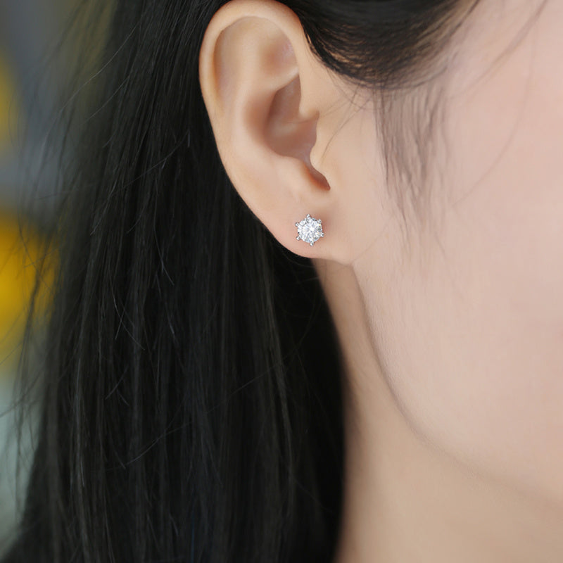 Moiselle Moissanite Stud Earrings – Round Cut – 925 Sterling Silver – Everyday Sparkle