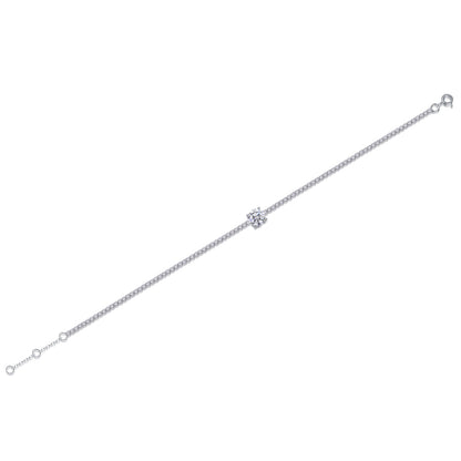 Moiselle Center‑Stone Moissanite Tennis Bracelet – 2 CT, 925 Sterling Silver – Timeless Sparkle Gift