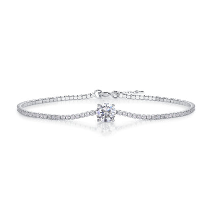 Moiselle Center‑Stone Moissanite Tennis Bracelet – 2 CT, 925 Sterling Silver – Timeless Sparkle Gift